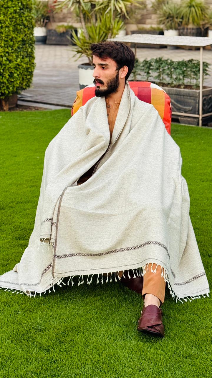 PLAIN LINE SHAWL WHITE